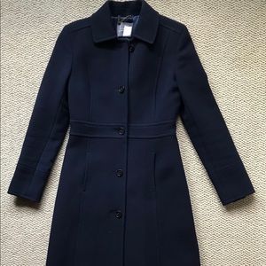 J. Crew Italian Wool Lady Day Coat, Sz 0, Navy